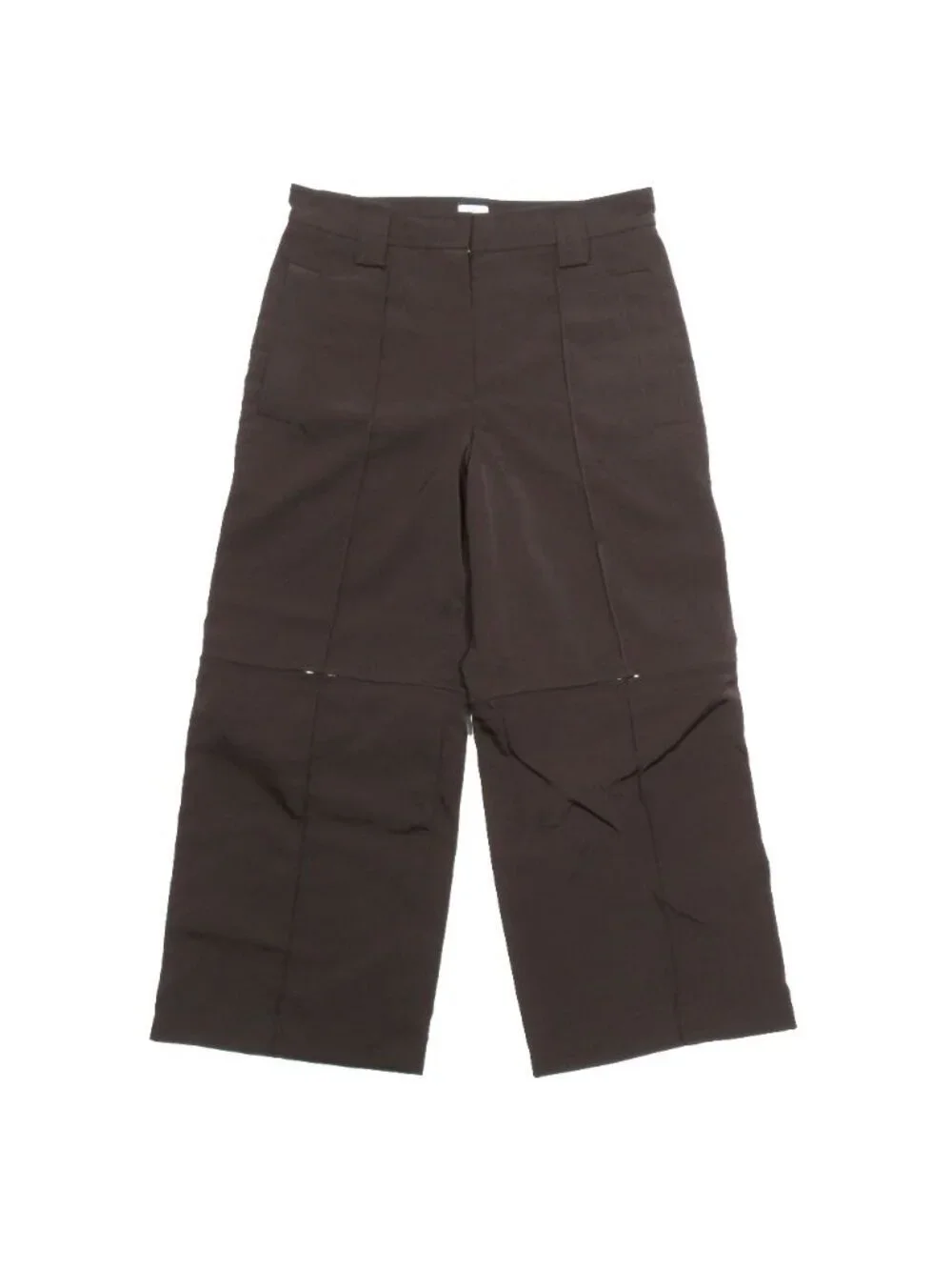 Hermes Zip Design 2-Way Nylon Wide Pants Dark Brown 36